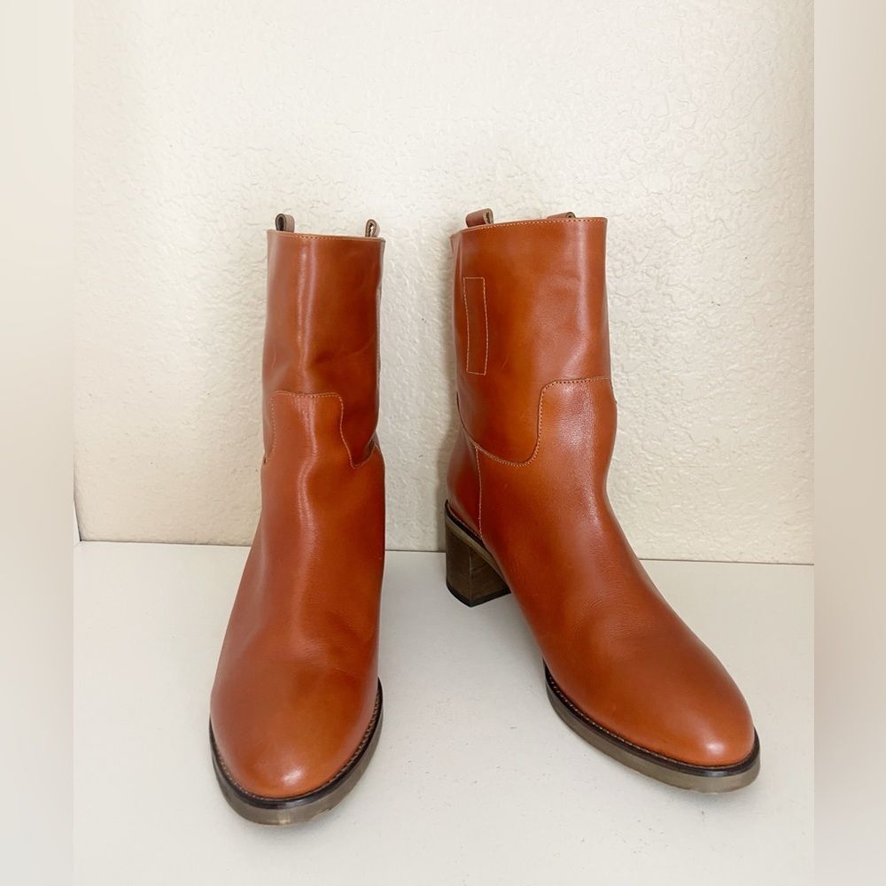 Free People Tabby Ankle Boots in a Tuscan Tan Artisan leather and chunky heel - Picture 5 of 12
